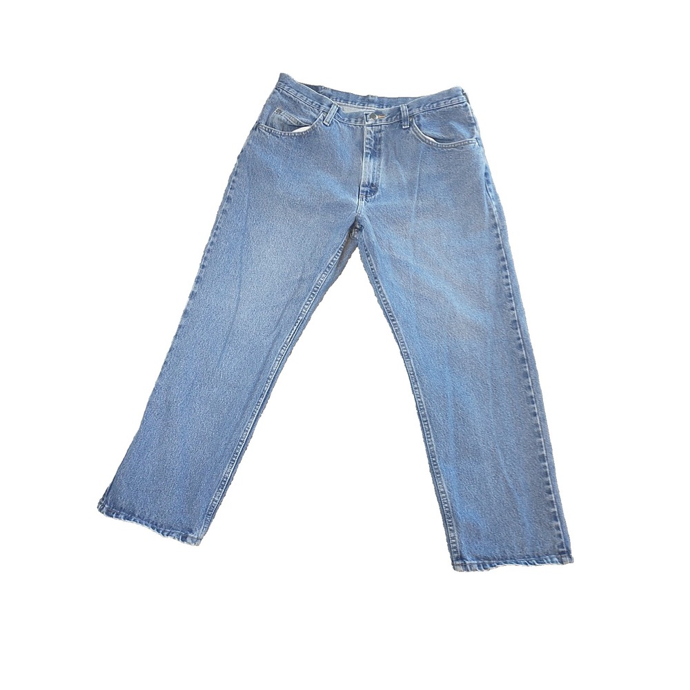 Wrangler Mens Relaxed Fit Jeans 34x28 Light Wash Blue Denim 9760WDR Straight Leg